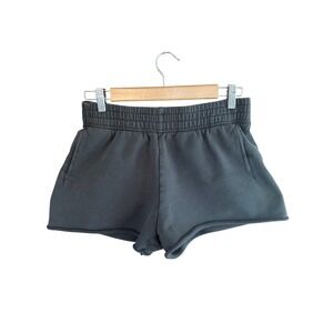 OFFLINE by Aerie Women Charcoal Gray Raw Hem Fleece Sweat Shorts Size S Small